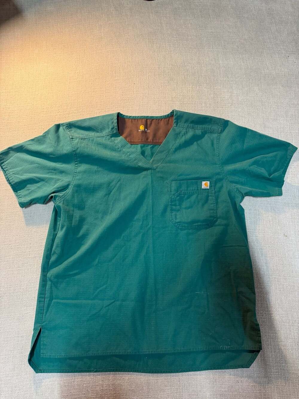 Carhartt Men's Force V-Neck Utility Scrub Top Green Size M
